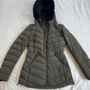 Moose knuckles roselawn shearling trim JACKET in khaki